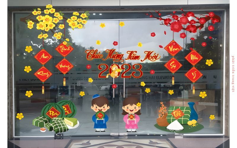 Mẫu decal dán kính bánh chưng, mâm ngũ quả